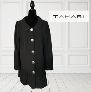 Tahari Black Coat with Silver Buttons